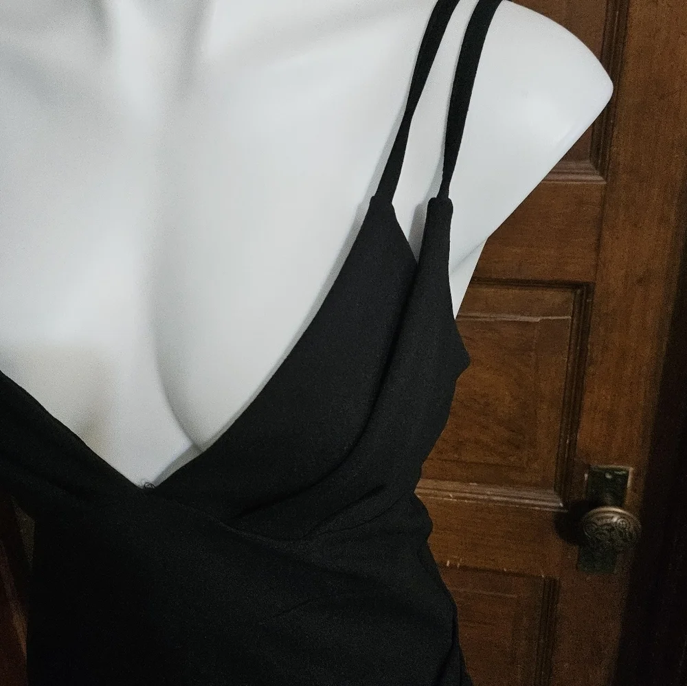 Boohoo Strappy Wrap Skirt Micro Mini dress Black Size 10 - Picture 10 of 13